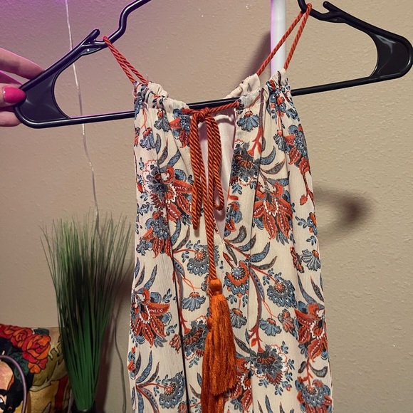 BB Dakota Cream and Orange Midi Dress with Floral Pattern - Picture 4 of 5